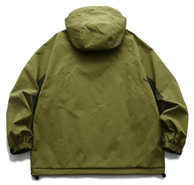 Mens olive green windbreaker back
